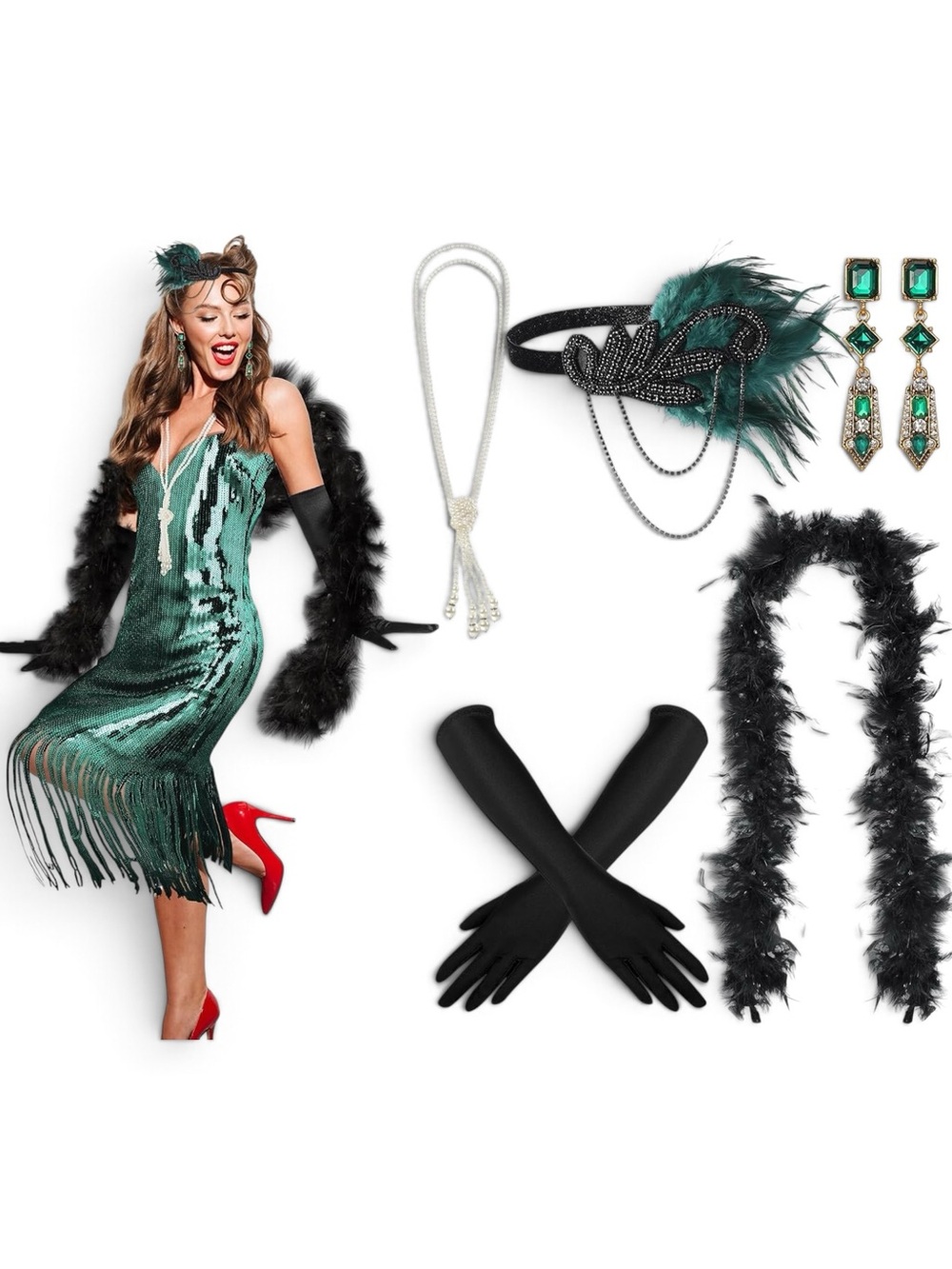 1920’s Great Gatsby Flapper Girl Halloween Costume Size Medium